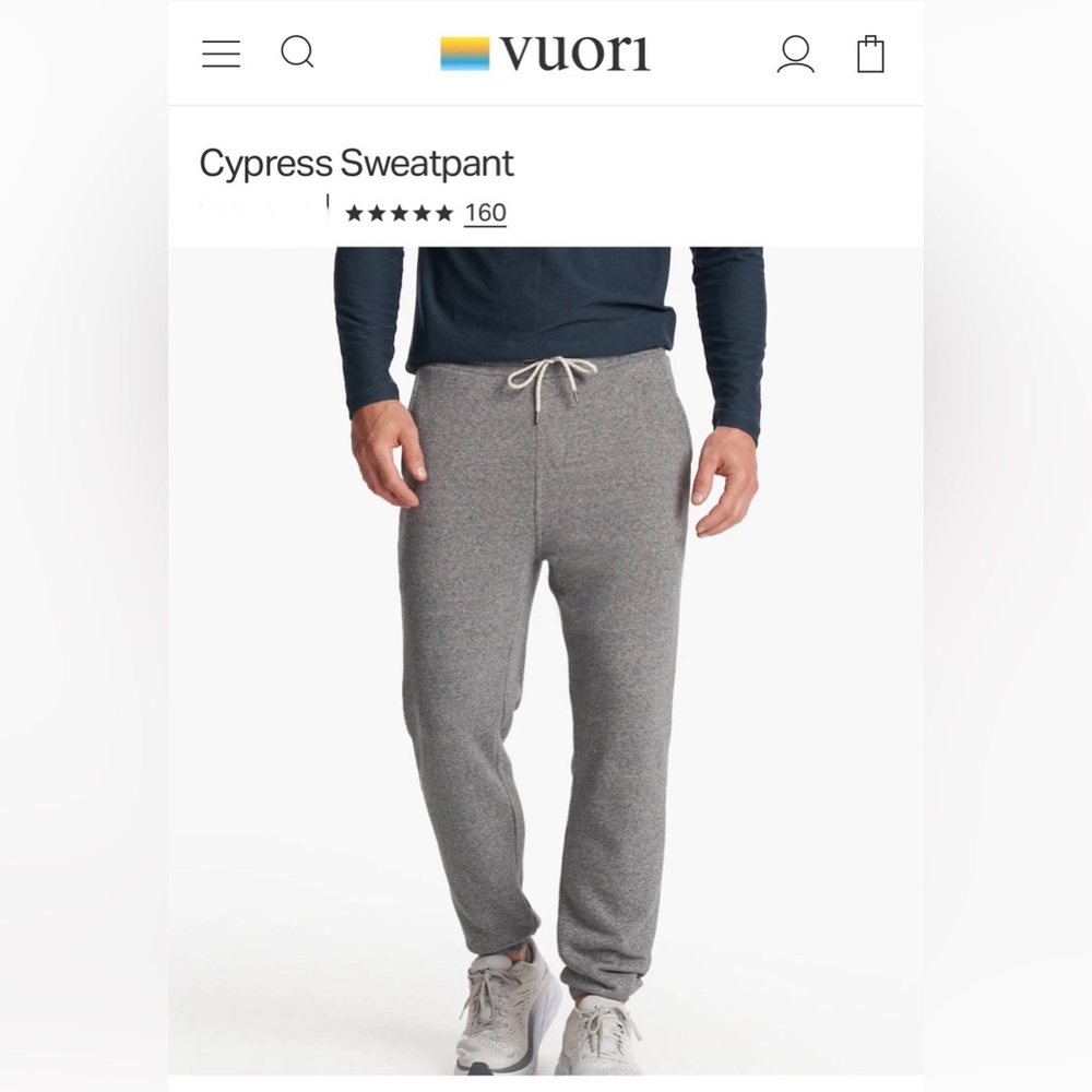 VUORI | Men's Cypress Sweatpant in Heather Grey, Medium